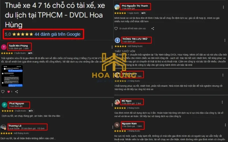 Feedback khách thuê xe đi Tháp Mười tại công ty DVDL Hoa Hùng