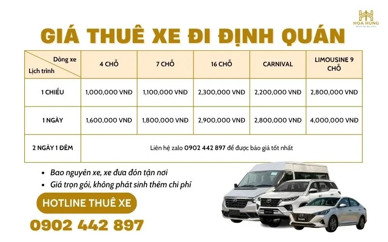 Giá thuê xe đi Định Quán tại TPHCMM