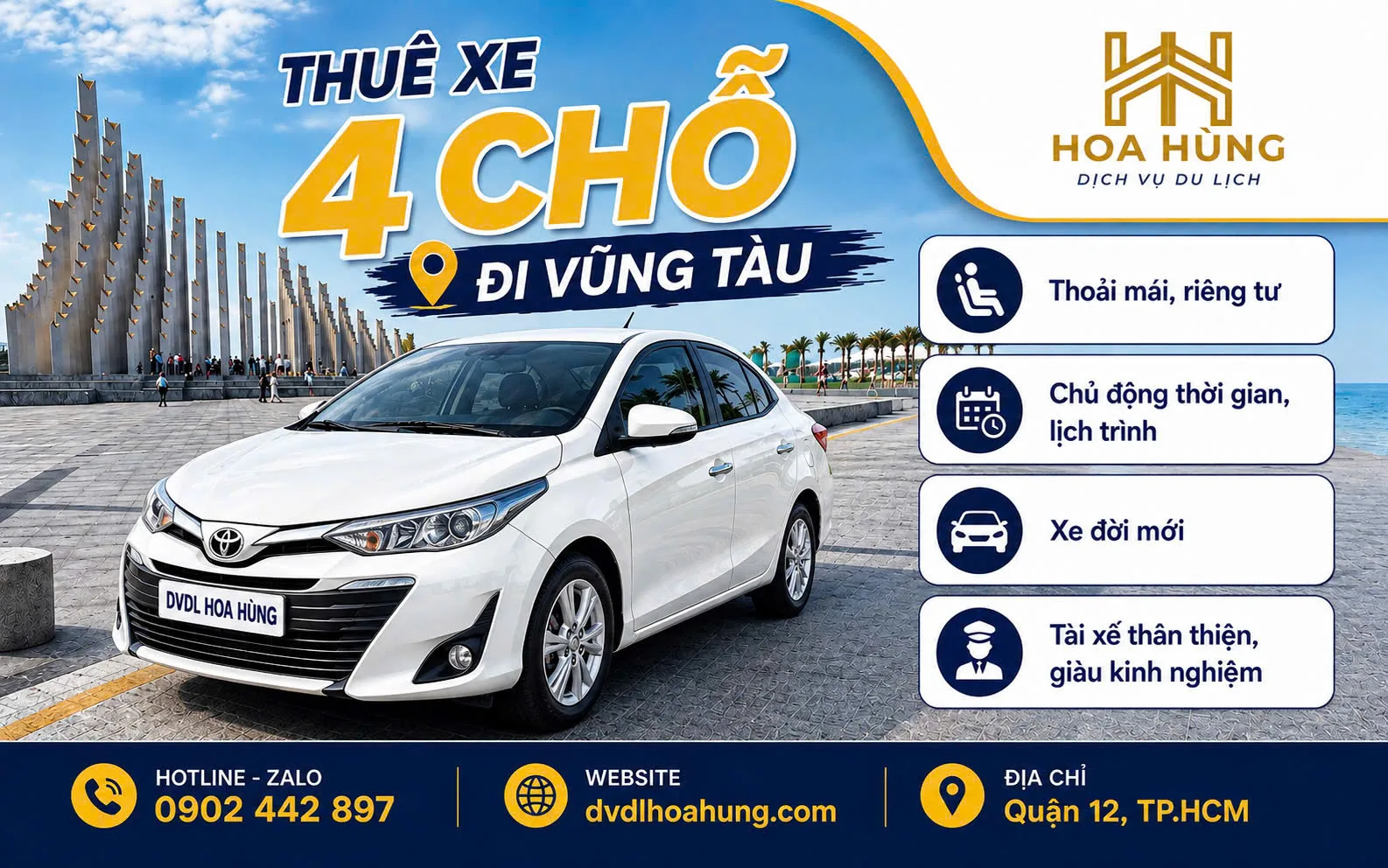 Thuê xe 4 chỗ đi Vũng Tàu tại TPHCM